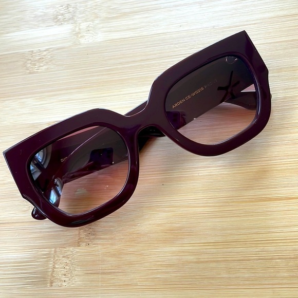 Brand New Diff Eyewear Arden Boxy Square Claret Wine Sunglasses 100% UV Protect - Picture 3 of 14